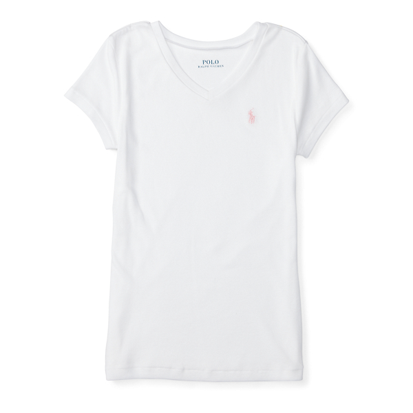 White Cotton-Blend Crewneck T-Shirt Girls 7-16 1