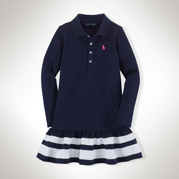 Cruise Navy Long-Sleeved Polo Shirtdress Girls 2-6x 1