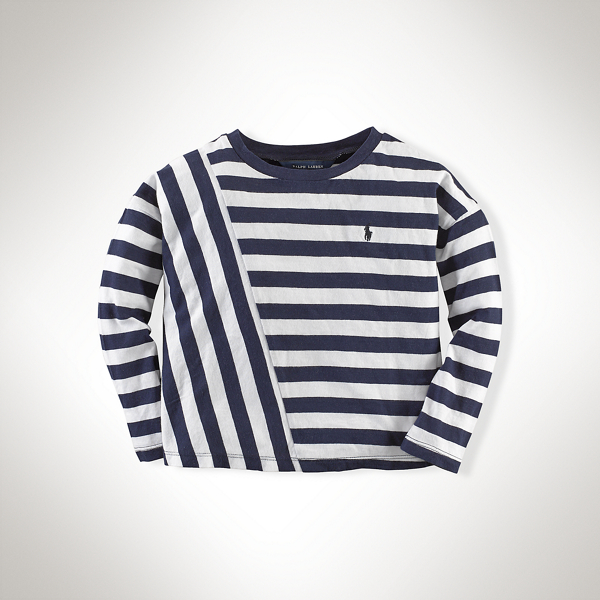 Cruise Navy Multi Slouchy Striped Cotton Tee Girls 2-6x 1