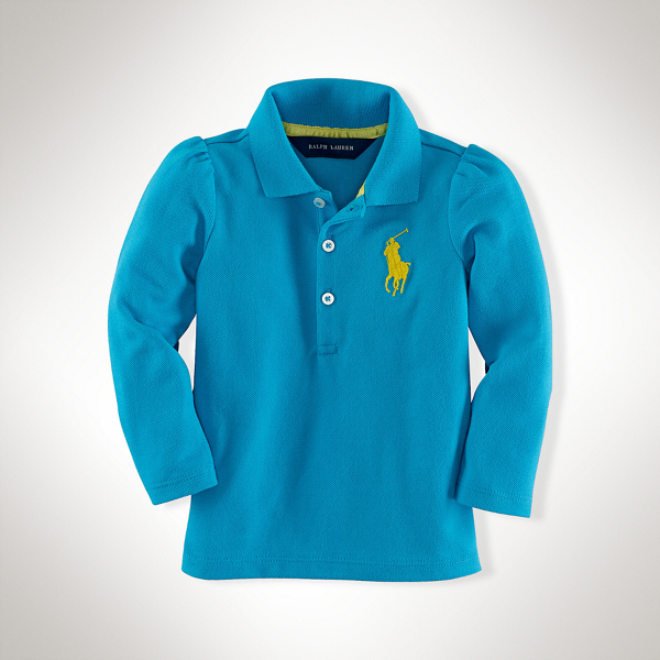 Blue Big Pony Polo Shirt Baby Girl 1