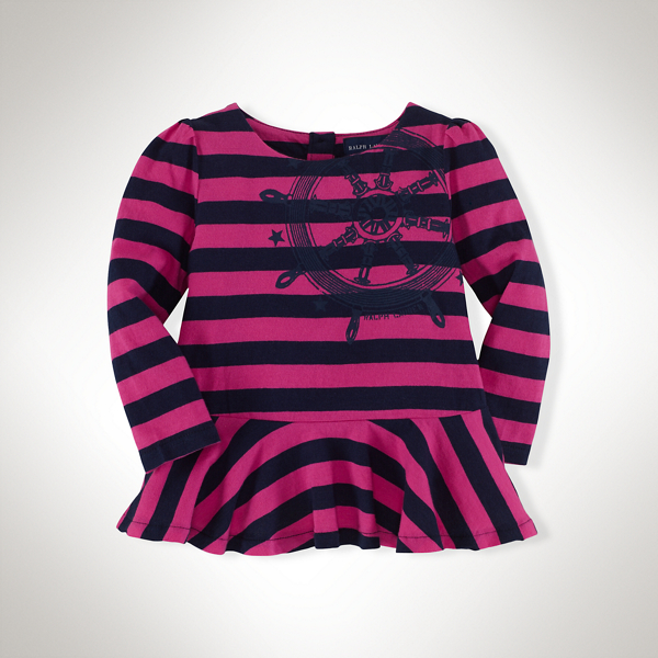 Neon Blaze Fuschia Multi Peplum Cotton Graphic Tee Baby Girl 1