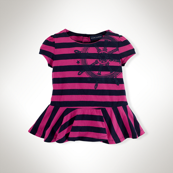 Neon Blaze Fuschia Multi Peplum Cotton Graphic Tee Baby Girl 1