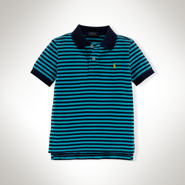 Clear Blue Multi Striped Cotton Polo Shirt Boys 2-7 2