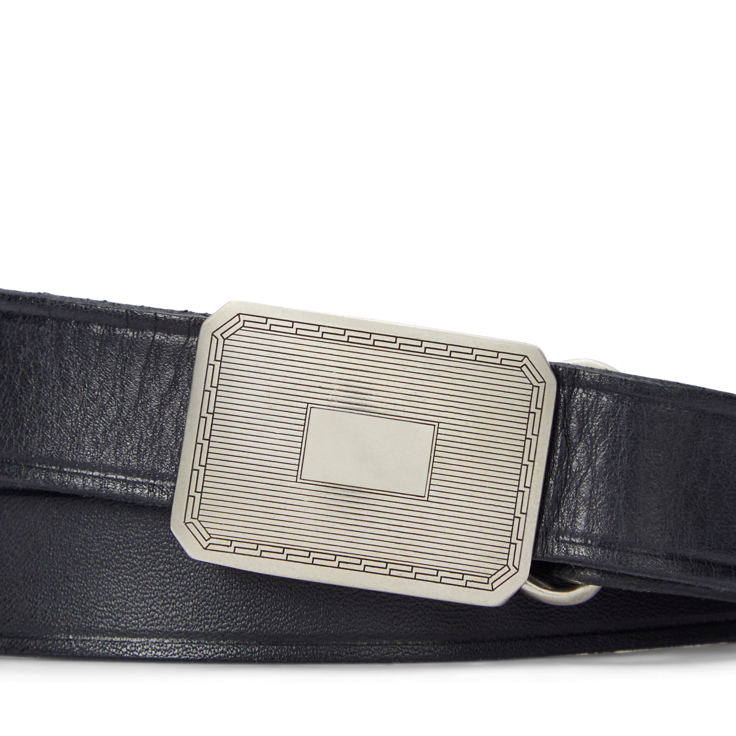 Мужской ремень Ralph Lauren Engine Turned–Buckle Leather, цвет: Чёрный — фото 1