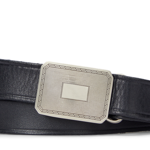 Мужской ремень Ralph Lauren Engine Turned–Buckle Leather, цвет: Чёрный