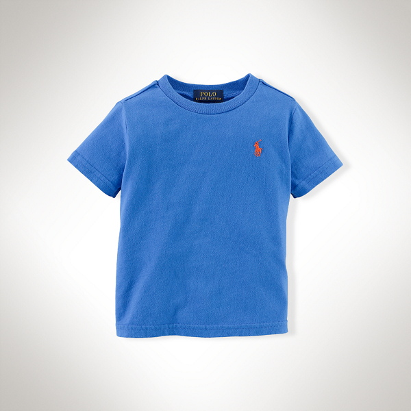 Cyan Blue Solid Cotton Crewneck Tee Baby Boy 1