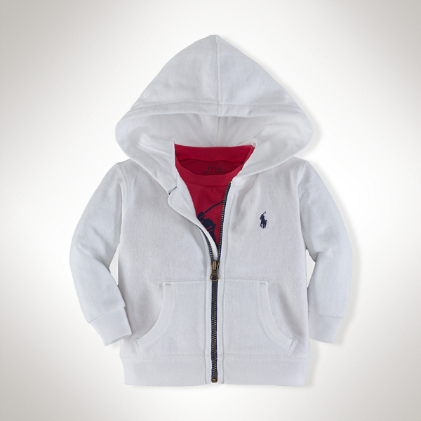 White Fleece Full-Zip Hoodie Baby Boy 1