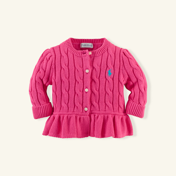 Force Pink Peplum Cabled-Cotton Cardigan Baby Girl 2