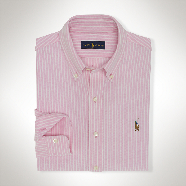 Pink/White Classic Fit Knit Oxford Shirt Polo Ralph Lauren 1