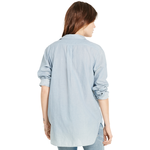 Faded Indigo Cotton Boyfriend Shirt Polo Denim & Supply 2
