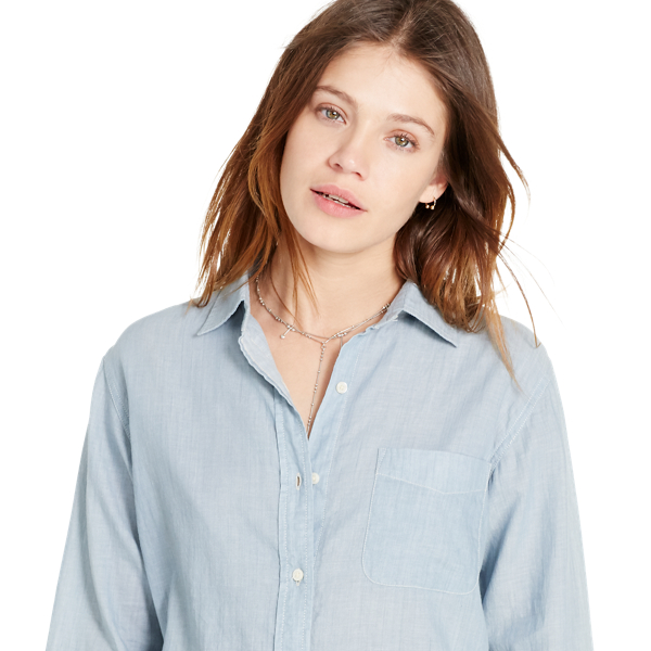 Faded Indigo Cotton Boyfriend Shirt Polo Denim & Supply 3