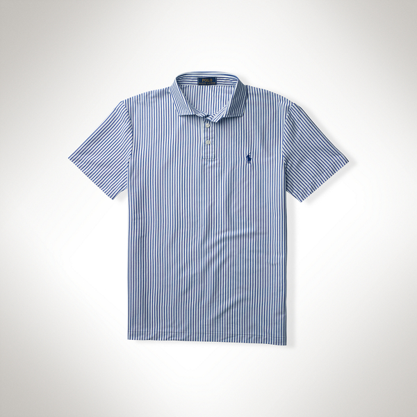 Travel Blue/White Knit Short-Sleeved Shirt Polo Ralph Lauren 1