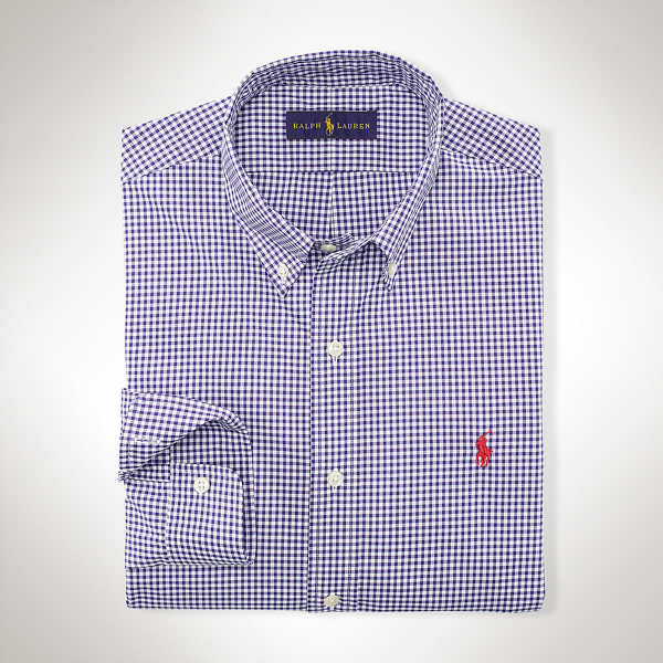 Navy Gingham Slim-Fit Gingham Sport Shirt Polo Ralph Lauren 1