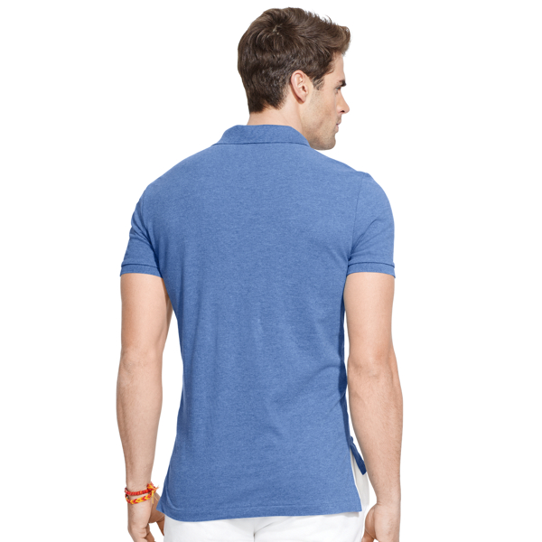 Blue Orbit Heather Custom Fit Mesh Polo Shirt Polo Ralph Lauren 2