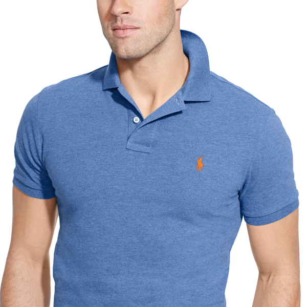 Blue Orbit Heather Custom Fit Mesh Polo Shirt Polo Ralph Lauren 3