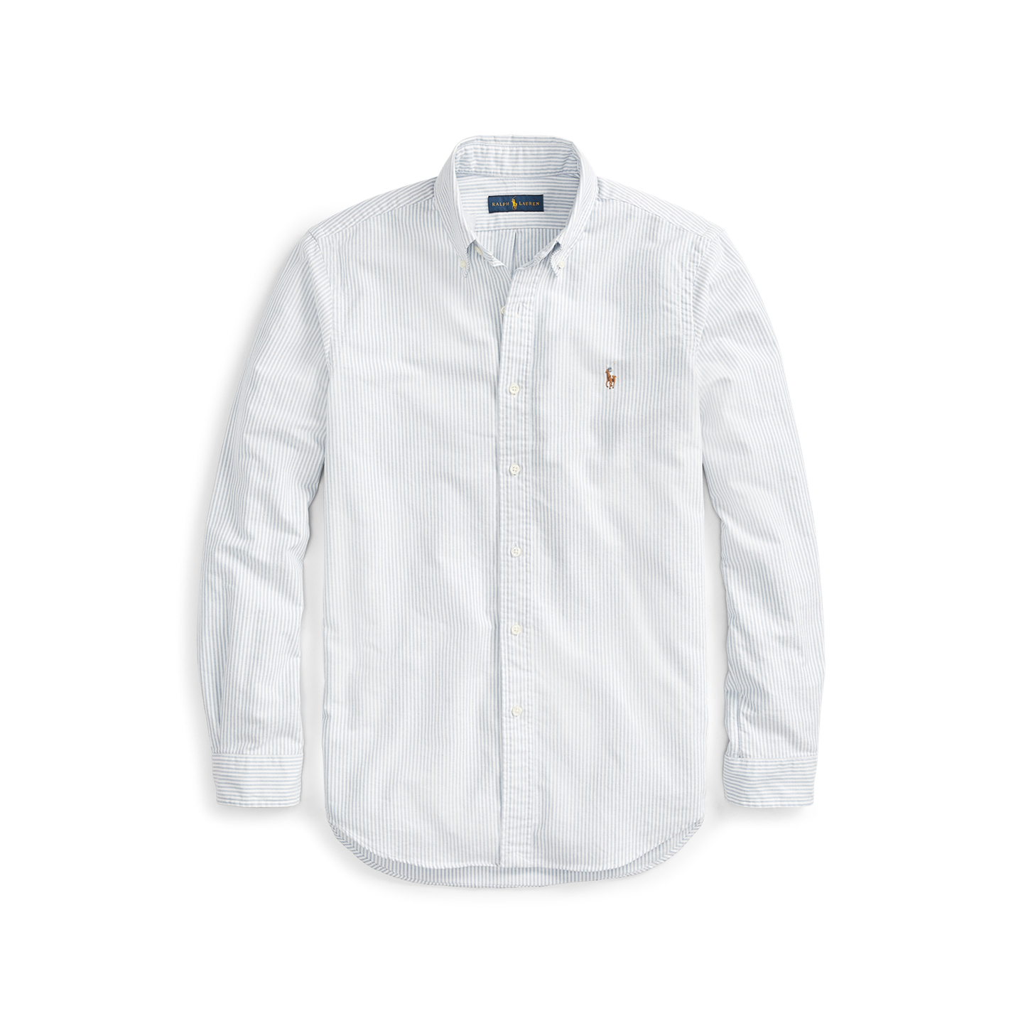 Мужская рубашка Ralph Lauren Striped Oxford Shirt - All Fits, цвет: Синий / Белый — фото 6