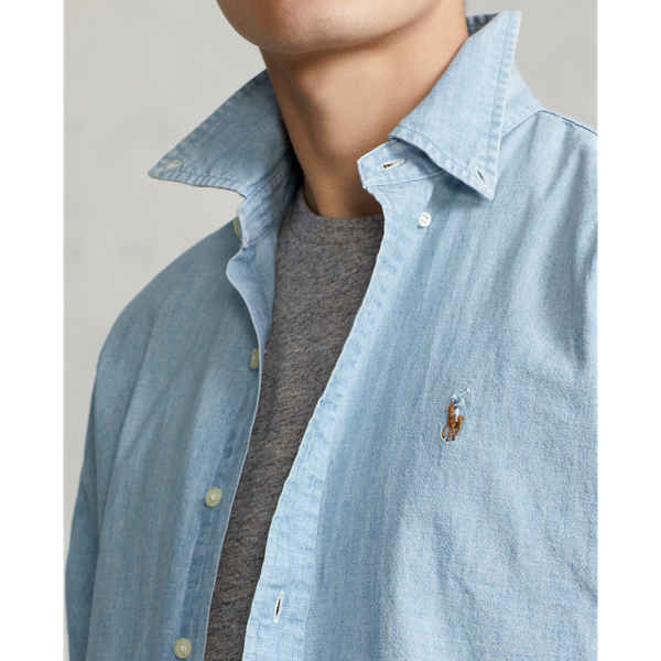 ★★POLO RALPH LAUREN★★ Classic fit indigo chambray camp s Classic Fit Indigo Chambray Camp Shirt