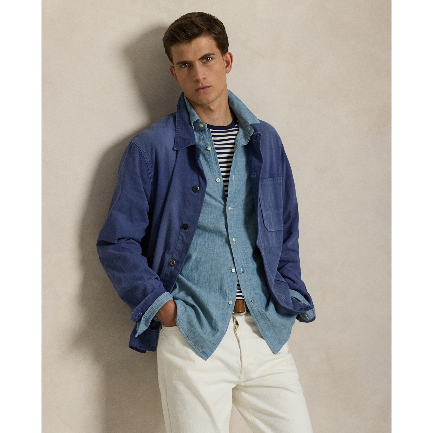 Мужская рубашка Polo Ralph Lauren Classic Fit Indigo Chambray, цвет: Шамбре — фото 4
