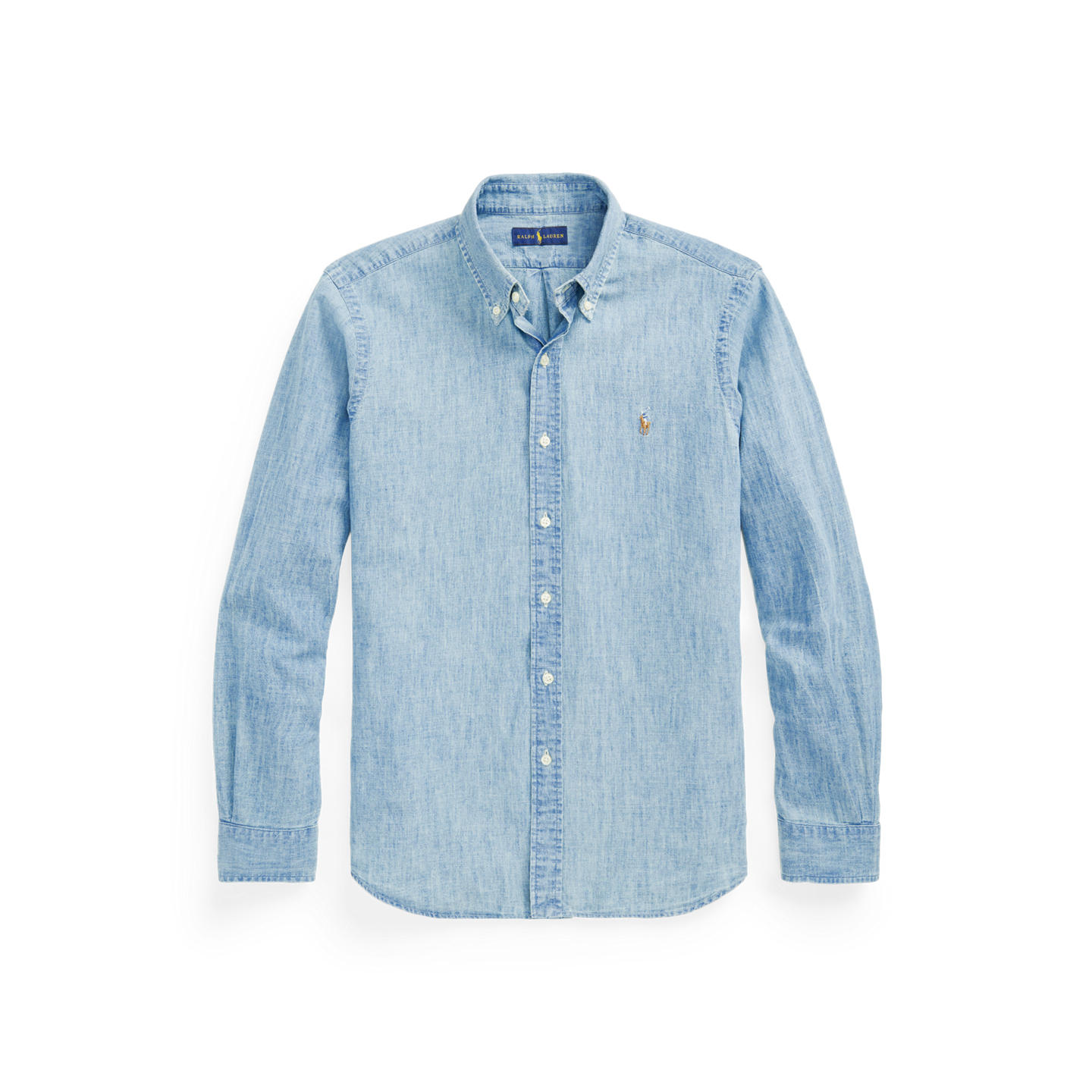 Мужская рубашка Polo Ralph Lauren Classic Fit Indigo Chambray, цвет: Шамбре — фото 6