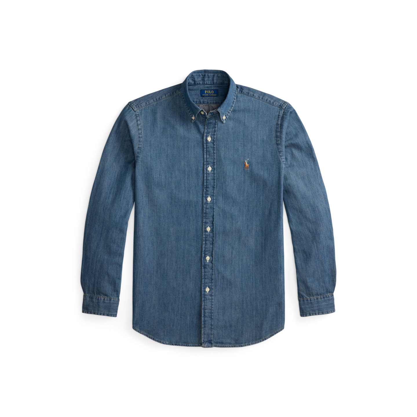 Мужская рубашка Ralph Lauren Classic Fit Denim, цвет: Джинсовый — фото 6