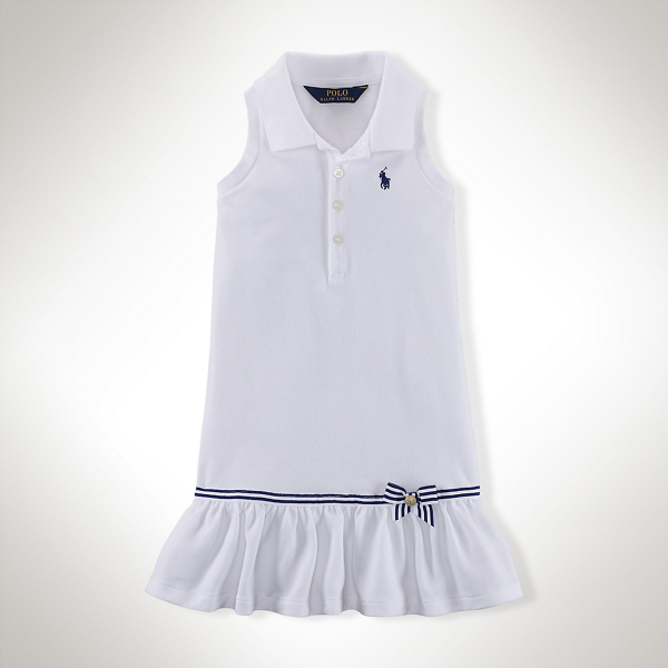 White Ruffled Cotton Polo Dress Girls 2-6x 1