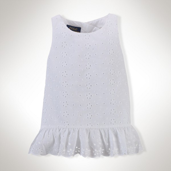 White Eyelet Embroidery Cotton Top Girls 2-6x 1