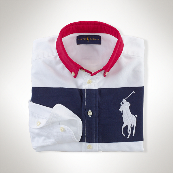 White Multi Big Pony Cotton Oxford Shirt Boys 2-7 1