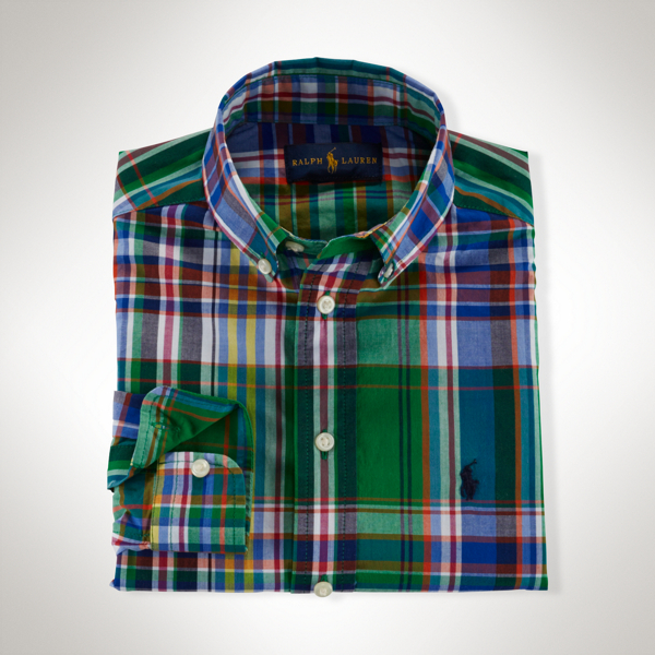 Green Multi Plaid Cotton Blake Shirt Boys 2-7 2