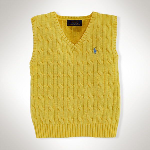 Masters Yellow Cable-Knit Cotton Sweater Vest Boys 2-7 2