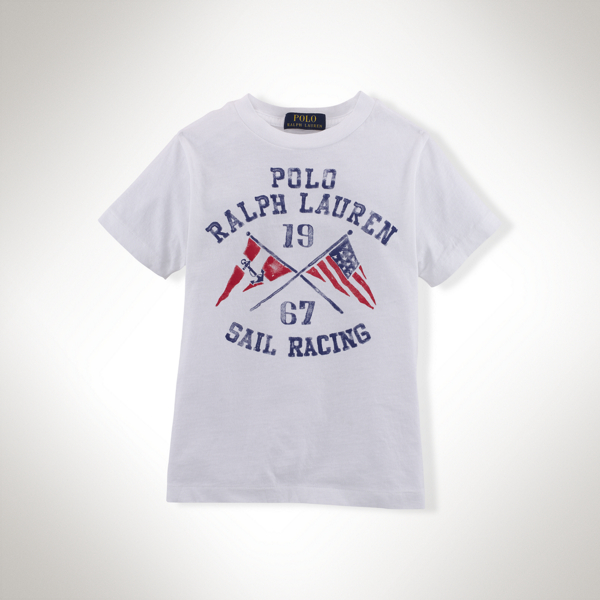 White Sailing Cotton Graphic Tee Boys 2-7 1