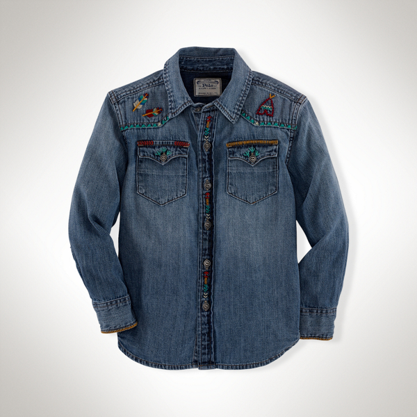 Samoset Wash Denim Western Shirt Boys 2-7 3