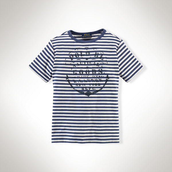 Rustic Navy Multi Striped Cotton Tee Boys 2-7 1