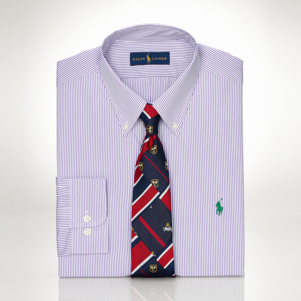 Purple/White Striped Cotton Poplin Shirt Polo Ralph Lauren 1
