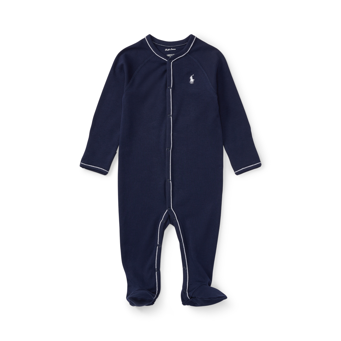 Детский комбинезон Ralph Lauren Cotton Jersey Footed Coverall, цвет: Тёмно-синий — фото 2