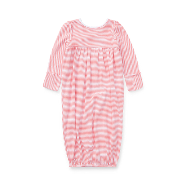 Paisley Pink Multi Striped Cotton Gown Baby Girl 2