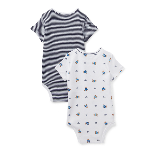 White Multi/Refined Navy Printed Cotton Bodysuit Set Baby Boy 2