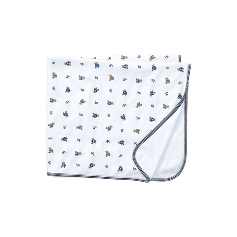 Детский плед Ralph Lauren Polo Bear Cotton Blanket, цвет: Белый разноцветный / Тёмно-синий