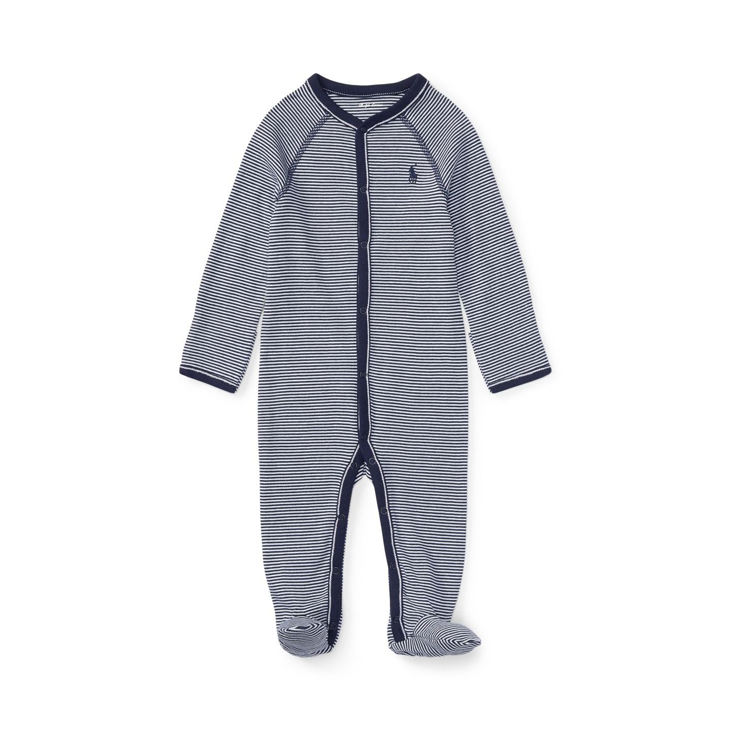 Детский комбинезон Ralph Lauren Striped Cotton Footed Coverall, цвет: Тёмно-синий разноцветный — фото 2
