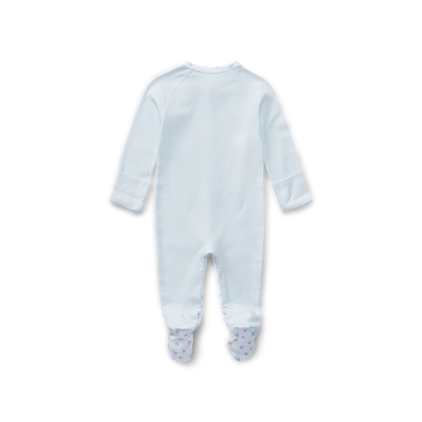 Effen katoenen overall met voetjes Baby Boy in Pearl Blue 2