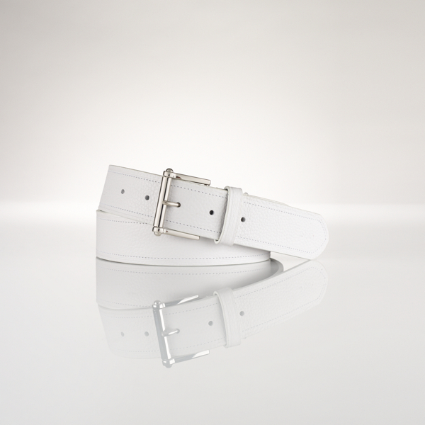 White Tumbled-Leather Belt Lauren 1