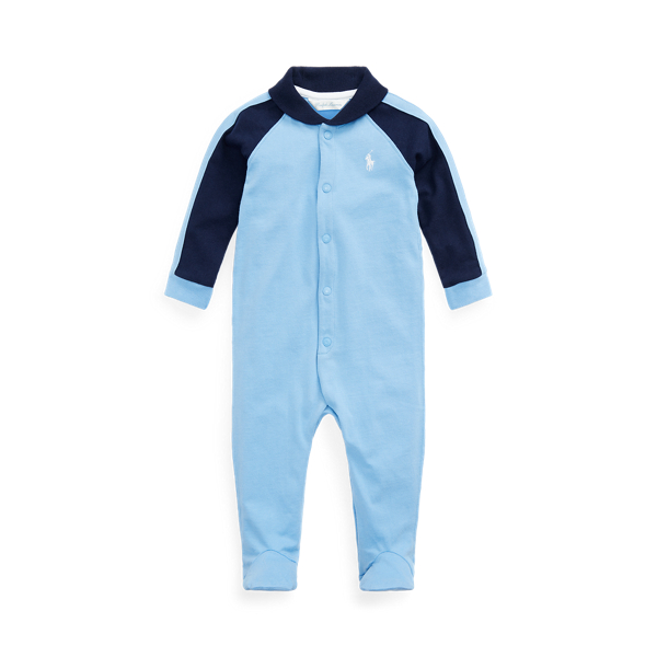 Suffield Blue Cotton Jersey Footed Coverall Baby Boy 1