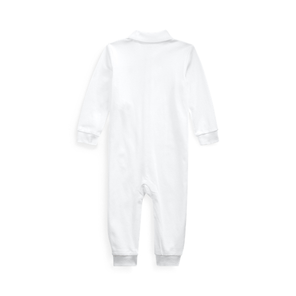 White Soft Cotton Polo Coverall Baby Boy 2