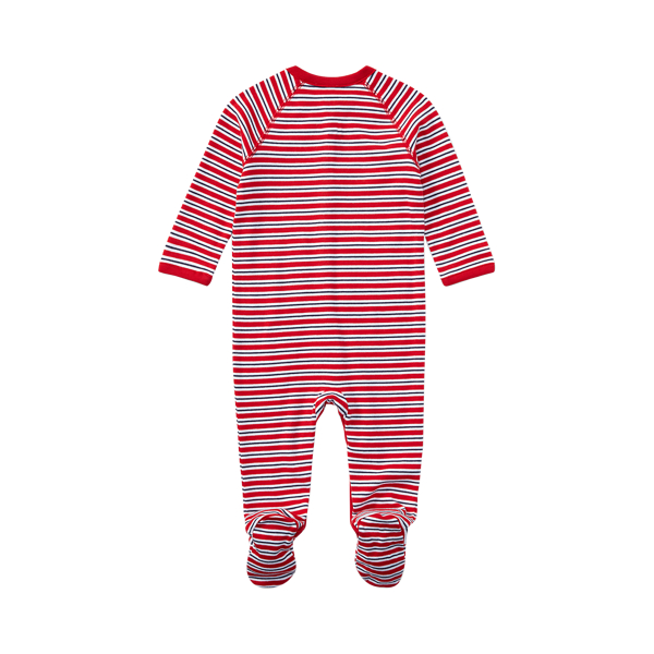 Striped Cotton Coverall Baby Boy em Red Multi 2