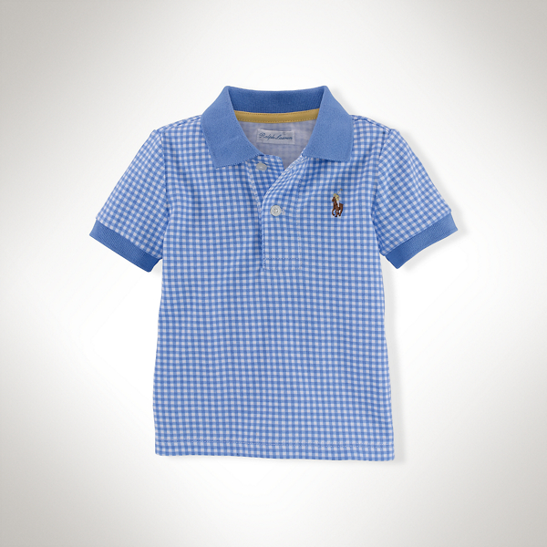 Nantucket Blue Multi Gingham Cotton Polo Shirt Baby Boy 1