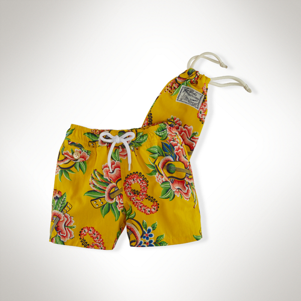 Yellow Ukulele Patterned Traveler Swim Trunk Baby Boy 3