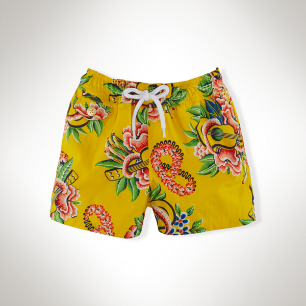 Yellow Ukulele Patterned Traveler Swim Trunk Baby Boy 4