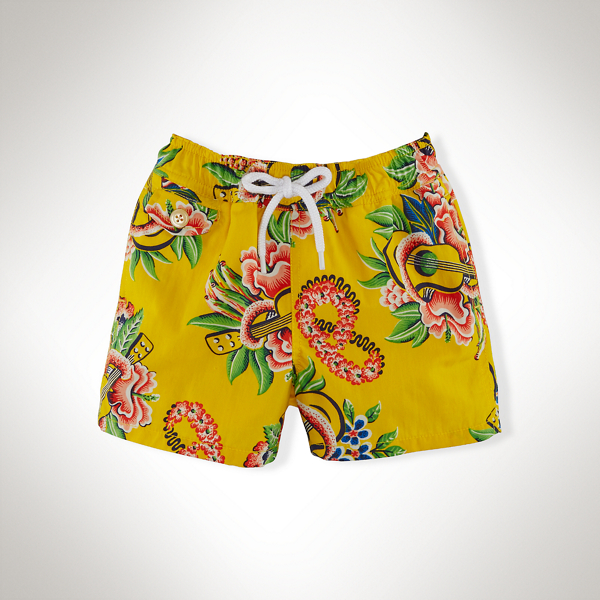 Yellow Ukulele Patterned Traveler Swim Trunk Baby Boy 1