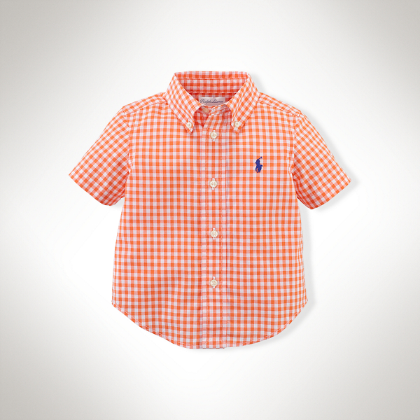 Orange Multi Gingham Cotton Blake Shirt Baby Boy 1
