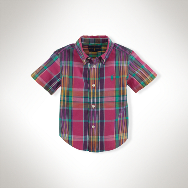 Pink Multi Plaid Cotton Blake Shirt Baby Boy 1