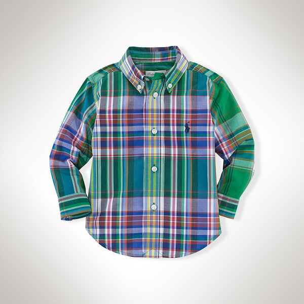 Green Multi Plaid Cotton Blake Shirt Baby Boy 1